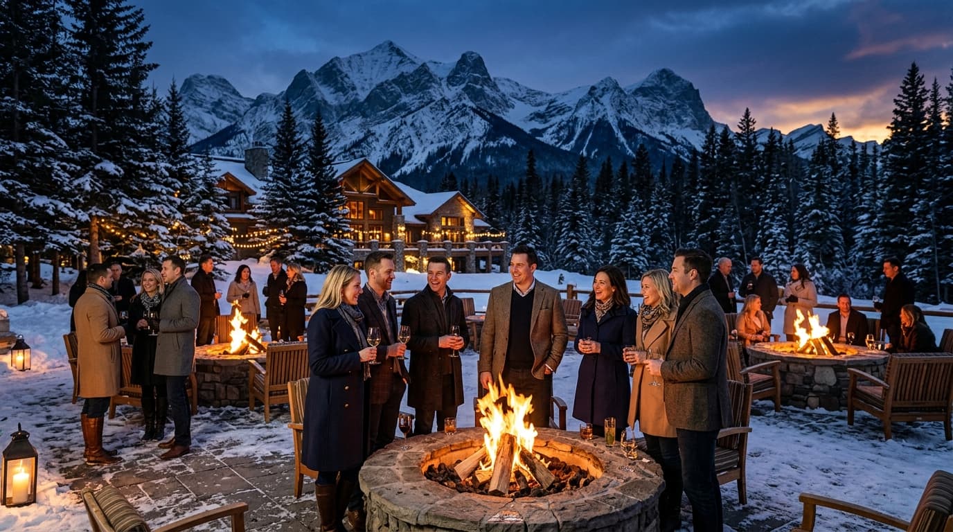 Pomeroy Kananaskis Mountain Lodge at dusk
